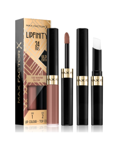 Max Factor Lipfinity 24HRS Duo Lip Colour + Top Coat 185 Warm Glow Pack Of 3